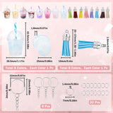 DIY Luminous Milk Tea Keychain Making Kit, Plastic & Faux Suede Tassel Pendant Decorations, Iron Split Key Rings, Mixed Color, 41Pcs/bag