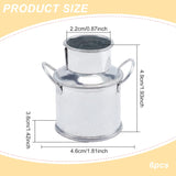 Iron Mini Tinplate Bucket, Metal Milk Can, with Handles, Platinum, 46x36x49mm