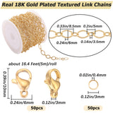 DIY Chain Bracelet Necklace Making Kit, Including Brass Oval Link Chains, 304 Stainless Steel Clasps & Jump Rings, Real 18K Gold Plated, Chain: 5M/set