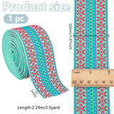 2.5 Yards Ethnic Style Flat Polyester Elastic Bands, Garment Accessories, Turquoise, 50mm