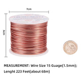 Round Aluminum Wire, Dark Salmon, 15 Gauge, 1.5mm, about 223.09 Feet(68m)/roll