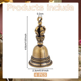 Brass Pendants, Bell with Crown Charms, Antique Bronze, 46x23mm, Hole: 2mm