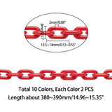 ABS Plastic Cable Chains, Oval, Mixed Color, 13.5~14x8x2mm, 14.9 inch~15.35 inch(38~39cm)/strand, 20strands/set