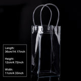 Valentine's Day Transparent PVC Plastic Bag with Handle, Red Wine Tote Bag, Clear, 36x12x1cm