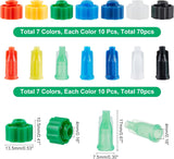 140Pcs 14 Style Plastic Syringe Barrel Tip Caps, Plastic Syringe Caps, Dispensing Syringe Tip Caps, Mixed Color, 13.5~17x7.5~10.5mm, Hole: 4mm, 10pcs/style