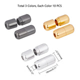 Brass Capsule Lace Lock Buckles, DIY Sneaker Kits Metal Shoelaces lock Accessories, with Bead Container, Mixed Color, 18x8mm, Hole: 3mm, 30sets/box