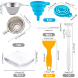 Cleaning Kit, Including Disposable Paper & 304 Stainless Steel & Silicone Funnels, Plastic Brushes & Scraper Tool, Nozzle Cleaning Needles, Mixed Color, Disposable Paper Cone Funnel: 125x155x0.2mm, 10pcs