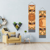Polyester Decorative Wall Tapestrys, for Home Decoration, with Wood Bar, Rope, Rectangle, Moon Pattern, 1300x330mm, 2pcs/set