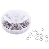304 Stainless Steel Open Jump Rings, Stainless Steel Color, 8x1mm, about 6mm inner diameter, about 100pcs/compartment