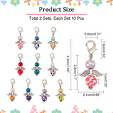 20Pcs Beaded Angel Pendant Decorations, Lobster Clasp Charms, Clip-on Charms, for Keychain, Purse, Backpack Ornament, Stitch Marker, Mixed Color, 43mm