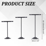 1 Set T Bar Iron Earring Displays Sets, Jewelry Display Rack, Jewelry Tree Stand for Earrings, Electrophoresis Black, 90~125x60x34mm, 3pcs/set