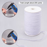 Flat Elastic Cord, White, 6x1mm, about 200yards/roll(600 feet/roll)