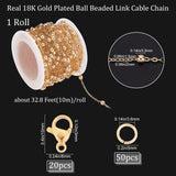 DIY Chain Bracelet Necklace Making Kits, Including Brass Satellite Chain & Jump Rings, 304 Stainless Steel Clasps, Golden, Chain: 32.8 Feet(10m)/set