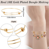 Expandable 316 Surgical Stainless Steel Bangle Making, Real 18K Gold Plated, Inner Diameter: 2-3/8 inch(6cm), 6pcs/bag