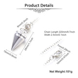 Brass Cone Dowsing Pendulums, with Lobster Claw Clasps, Platinum, 220x2.5mm