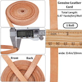 5M Flat Cowhide Leather Cord, Jewelry DIY Making Material, Peru, 10x1mm, about 5.47 Yards(5m)/Bundle