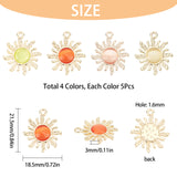 Alloy Cat Eye Pendants, Sun, Golden, Lead Free & Cadmium Free, Mixed Color, 21.5x18.5x3mm, Hole: 1.6mm, 4 colors, 5pcs/color, 20pcs/box