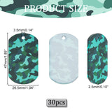 Acrylic Pendants, Rectangle with Camouflage Pattern, Green, 47x26.5x2.5mm, Hole: 3.5mm, 30pcs/box