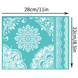 Self-Adhesive Silk Screen Printing Stencil, for Painting on Wood, DIY Decoration T-Shirt Fabric, Turquoise, Floral Pattern, 280x220mm