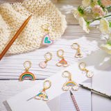 8Pcs 8 Style Rainbow & Cloud & Heart Enamel Dangle Leverback Earrings for Women, Golden, Mixed Color, 26.5~38mm, Pin: 0.8mm, 1pc/style