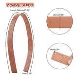 4Pcs 2 Colors PU Leather Bag Strap, Flat, Bag Replacement Accessories, Mixed Color, 59.5x2.5x0.4cm, Hole: 1mm, 2pcs/color