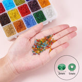 Glass Seed Beads, Transparent, Round, Mixed Color, 8/0, 3mm, Hole: 1mm, about 22g/color, about 7500pcs/box