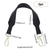 Cow Leather Bag Straps, Wide Bag Handles, with Zinc Alloy Swivel Clasps, Purse Making Accessories, Black, 420x35.5x3.5mm