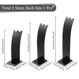 3Pcs 3 Sizes Opaque Acrylic Necklace Display Stands, Single Necklace Showing Holder, Black, Finish Product: 22~32.7x8X7cm, about 1 size/pc