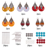 DIY Making, Resin Pendants, Synthetic Turquoise Beads and Brass Earring Hooks, Mixed Color, Cartons: 11.5x7.5x3.3c