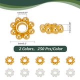 500Pcs 2 Colors Alloy Daisy Spacer Beads, Granulated Beads, Cadmium Free & Lead Free, Granulated Beads, Mixed Color, 5x1.5mm, Hole: 1.8mm, 250pcs/color