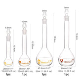 4 Sizes Glass Bottle, Clear, 10.4~19.2cm, Capacity: 10~100ml(0.34~3.38 fl. oz), 4sets/box