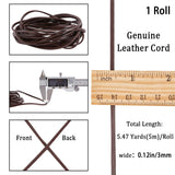Cowhide Leather Cord, Leather Jewelry Cord, Jewelry DIY Making Cord, Flat, Coconut Brown, 3x2mm, about 5.47 Yards(5m)/Bundle