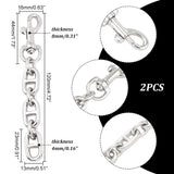 Alloy Bag Extender Chains, with Swivel Eye Bolt Snap Hook, Platinum, 120mm