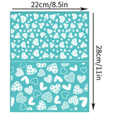 Self-Adhesive Silk Screen Printing Stencil, for Painting on Wood, DIY Decoration T-Shirt Fabric, Turquoise, Heart, 280x220mm