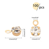 Brass Rhinestone Charms, Real 18K Gold Plated, 5.5x3.5x2.5mm, Hole: 1mm, 100pcs/box