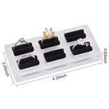 6 Slot Rectangle Acrylic Finger Ring Display Stands, Ring Organizer Holder with Black Sponge Inside, WhiteSmoke, 11x5.2x1.2~1.6cm