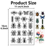 Custom PVC Plastic Clear Stamps, for DIY Scrapbooking, Photo Album Decorative, Cards Making, Stamp Sheets, Film Frame, Insects, 160x110x3mm