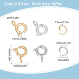 20Pcs 2 Clolors 304 Stainless Steel Smooth Surface Spring Ring Clasps, with 20Pcs 2 Colors 304 Stainless Steel Open Jump Rings, Mixed Color, 5~9x6x0.7~1.5mm, Hole: 1.6~2mm, 10pcs/color