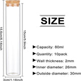 Glass Test Tube, with Wooden Stopper, Clear, 3x15.6cm, Capacity: 80ml(2.7 fl. oz)