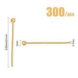 300Pcs Brass Ball Head Pins, Real 18K Gold Plated, 21x2mm, Pin: 0.7mm