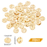 50Pcs Brass Spacer Beads, Flat Round, Golden, 8x1.5mm, Hole: 1.2mm