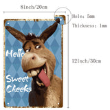 Tinplate Sign Poster, Vertical, for Home Wall Decoration, Rectangle with Word with Word Hello Sweet Cheeks, Donkey Pattern, 300x200x0.5mm