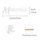 Laser Cut Basswood Wall Sculpture, for Home Decoration Kitchen Supplies, Word Memories, White, 100x300x5mm