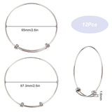 12Pcs Adjustable 201 Stainless Steel Bangle Making, Stainless Steel Color, 0.16cm, Inner Diameter: 2-1/2 inch(6.5cm)