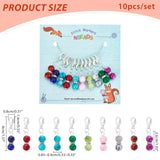 10Pcs Baking Painted Glass Bead Pendant Decoration, Stitch Marker, with Iron Flat Head Pins, Zinc Alloy Lobster Claw Clasps, Iron Rhinestone Spacer Beads and Brass Hoop Earrings, Mixed Color, 4cm