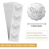 Custom Silver Foil Embossed Picture Sticker, Award Certificate Seals, Metallic Stamp Seal Stickers, Flower with Word Honor Roll, Butterfly Pattern, 5cm, 4pcs/sheet