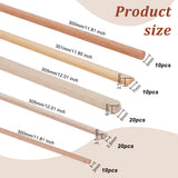 5 Style Wood Craft Sticks, Dowel Rods, for Braiding Tapestry, Column & Half Round & Rectangle, PeachPuff, 300~305x3~7x3~7mm, 70pcs/bag
