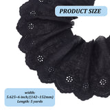 MAYJOYDIY US 4.7~5 Yards Cotton Embroidery Flower Ribbons, Flat, Black, 5-5/8~6 inch(142~152mm)