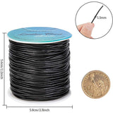 Leather Jewelry Cord, Jewelry DIY Making Material, with Spool, Black, 1.5mm, about 50yards/roll(150 feet/roll)