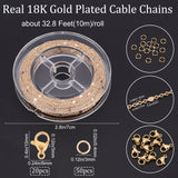 DIY Chain Bracelet Necklace Making Kits, Including Brass Link Chain & Jump Rinsg, 304 Stainless Steel Clasps, Golden, Chain: 32.8 Feet(10m)/set